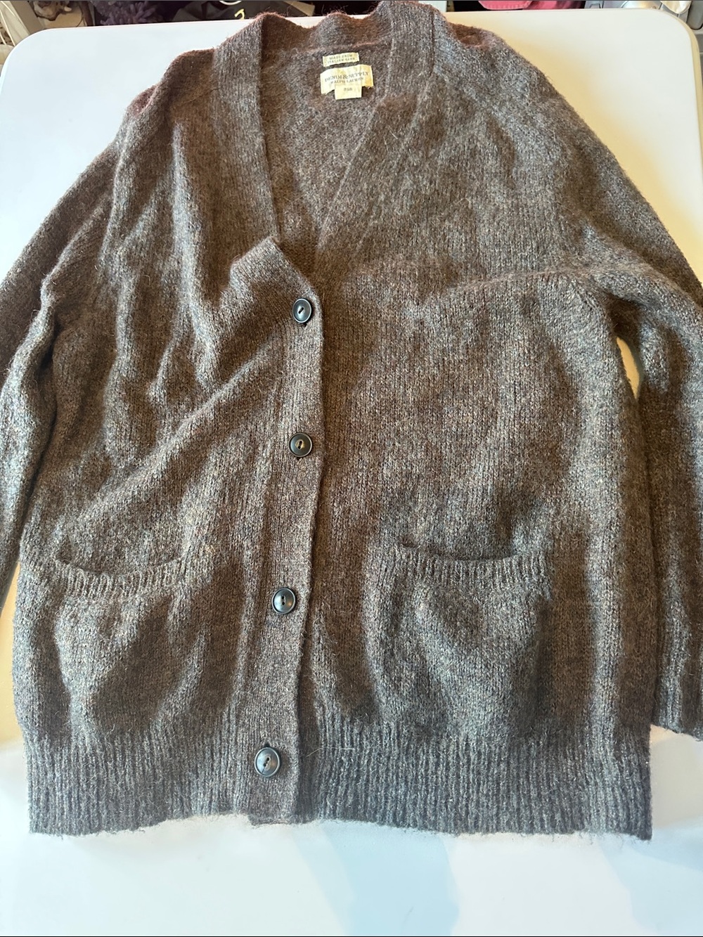 Ralph Lauren Cozy Brown V-Neck Button Cardigan Sweater